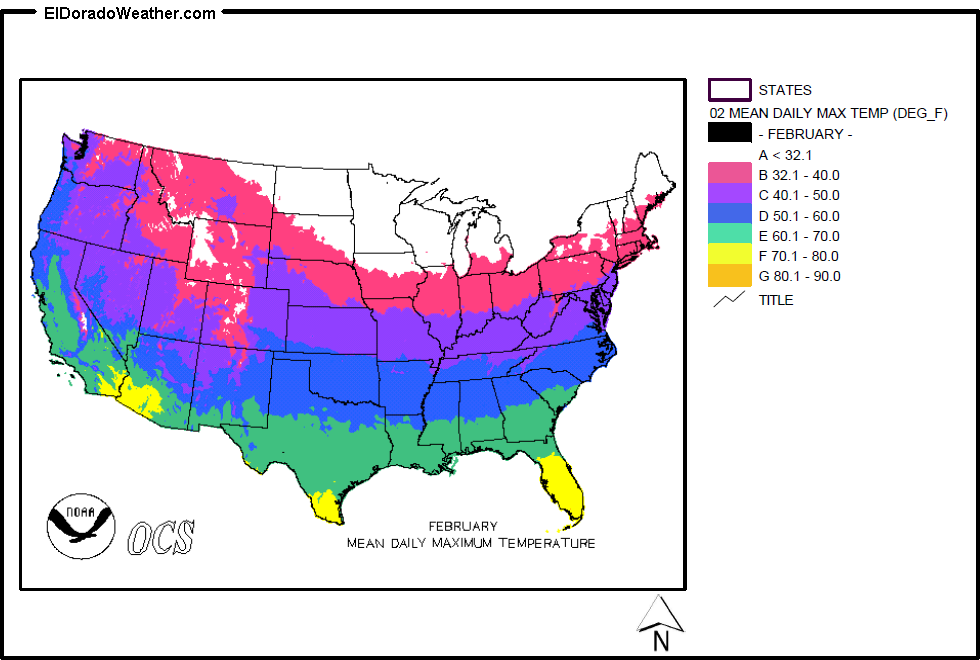 United States February Yearly Annual Mean Daily Maximum Temperature